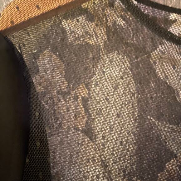 NEW Jill Jill Stuart Women's Black Dotted Mesh Crepe Trumpet Gown Dress Sz 10 - Picture 10 of 11